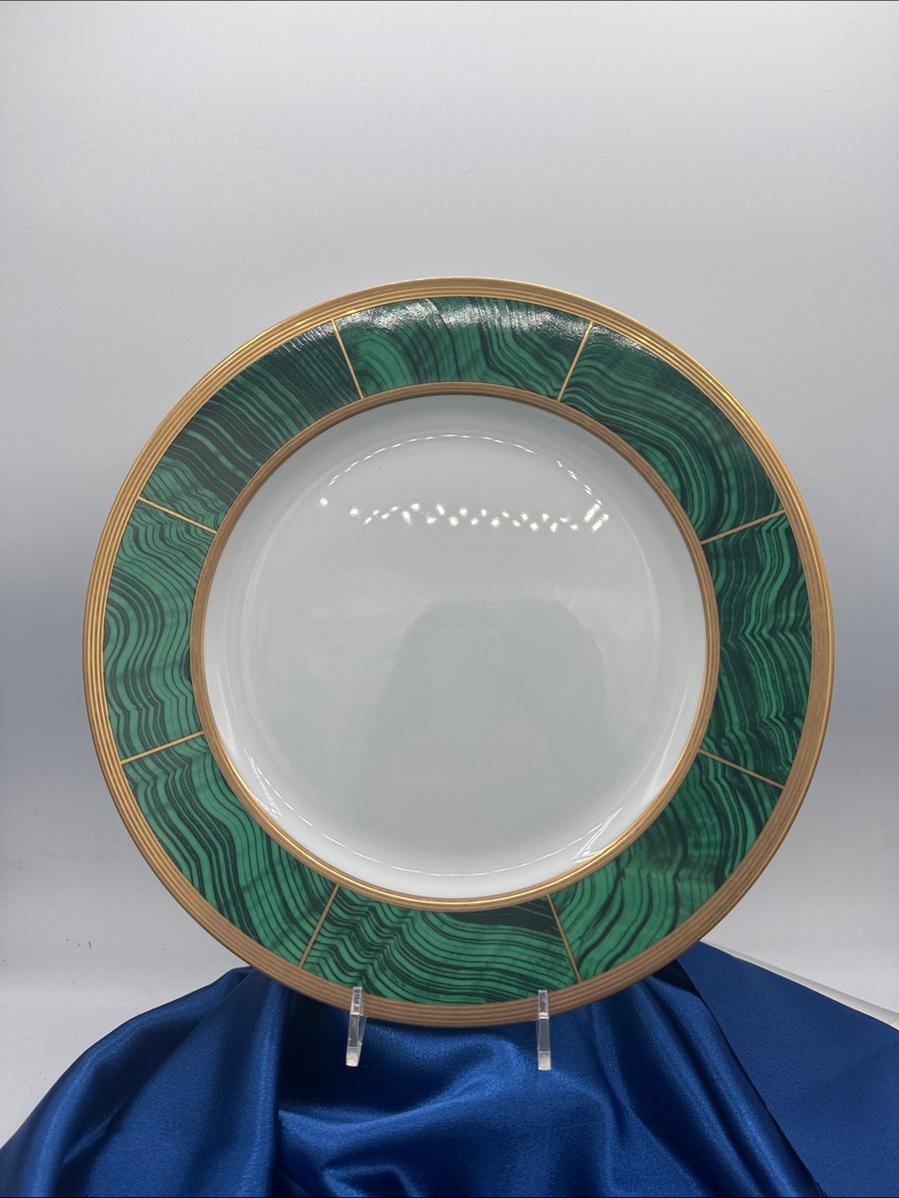 Faberge Green and Gold Decorative Charger Plate “Imperial Court Malachite”